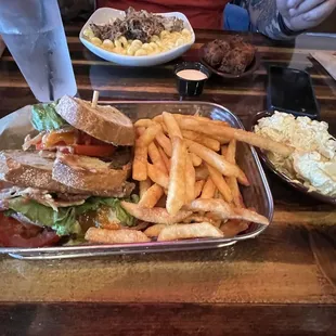 Avocado BLT on rye with side of potato salad...asked for w/out fries but they gave it to me anyways