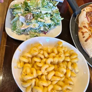 Mac &amp; cheese and Caesar salad