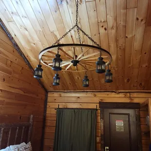 Beautiful overhead light and vaulted ceiling