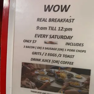 a menu for a restaurant