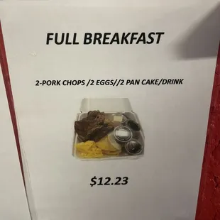 a full breakfast menu on a table