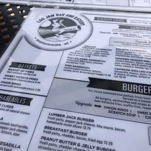 a menu for a burger restaurant