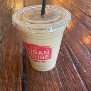 Iced brown sugar, honey lavender latte