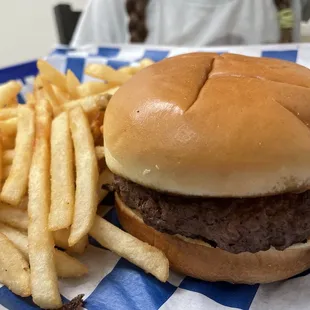 Hamburgers are thick and fresh. Even the bun is awesome!