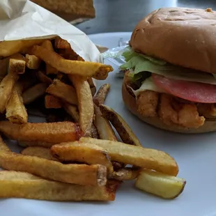 Chicken Deluxe and fries