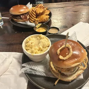 Bison mushroom Swiss burger and mac and cheese I&apos;ve