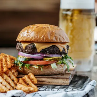 a burger and french fries