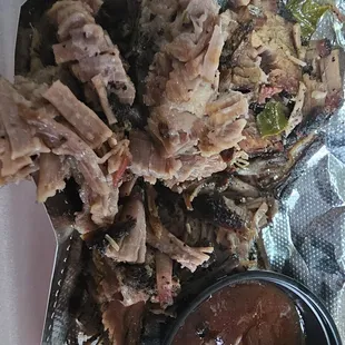 a plate of pulled pork