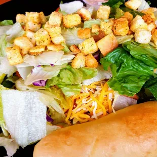 Garden salad with breadstick