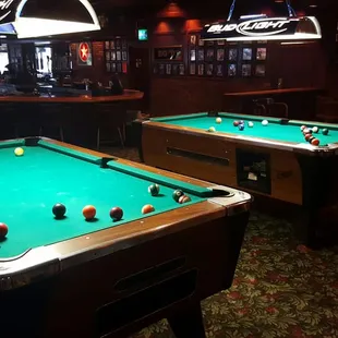 Two pool tables available at Logies (spaced too close together)