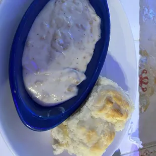 Homemade biscuits and gravy