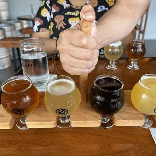 Crafty carrier with the 4 housemade beers.