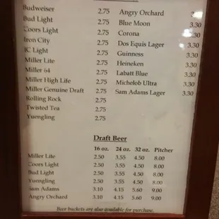 Beer menu