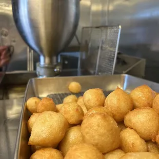 a pan full of doughnuts