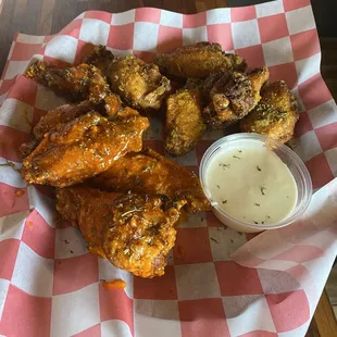 Parm ranch wings, and lemon pepper with a side of ranch.