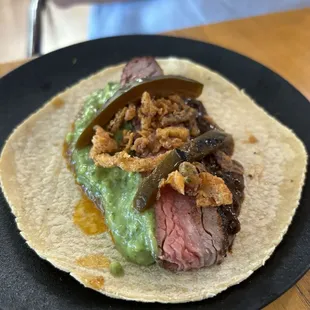 Steak taco. Best item we had. Tiny