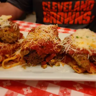Giuseppe's Sampler (house-made meatball with spaghetti, meat lasagna, and chicken parmesan)