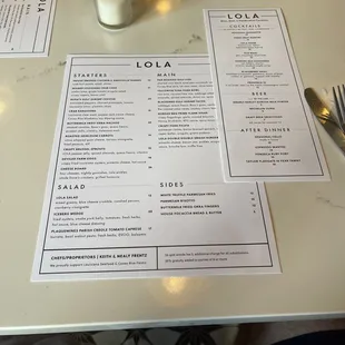 Updated menu
