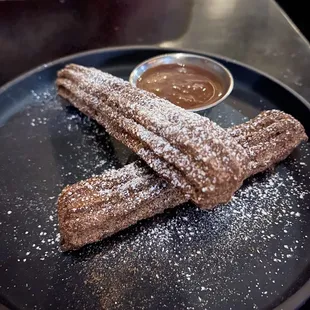 Churros with Abuelitas chocolate dipping sauce