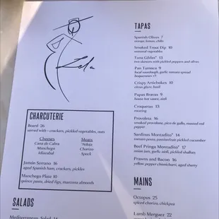 tapas menu