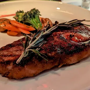 NY strip and good roasted veggies