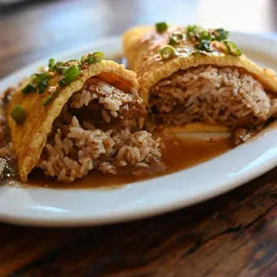 Chicken Adobe Fried Rice Omelette