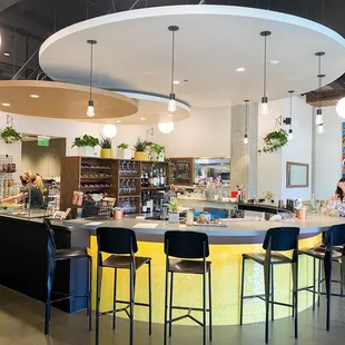 Bar area and indoor dining room