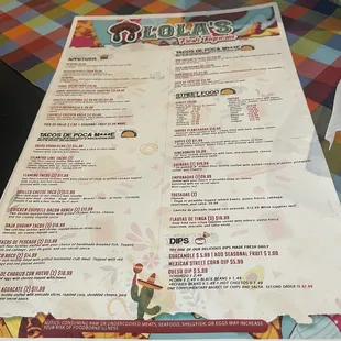 menu