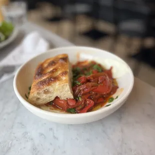 a bowl of food on a table