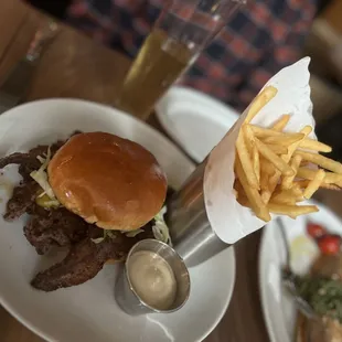 Burger w bacon and side of fries!