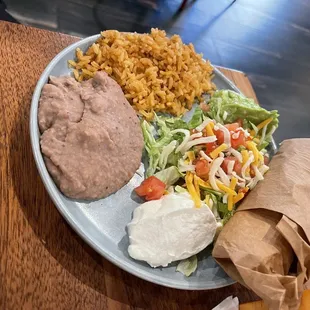 Rice and beans that came with the meal