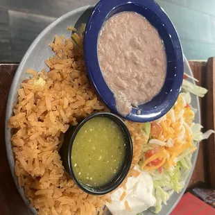 Beans and rice on the side