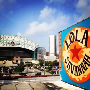 A picture from our roof. Go Astros!  This was painted by one of the Lola family members.