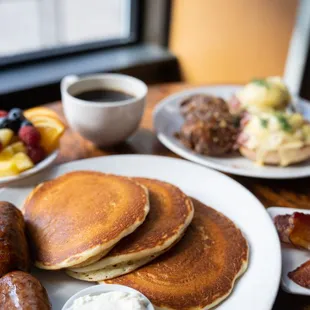 Pancakes and sausage at Lola in Downtown Seattle