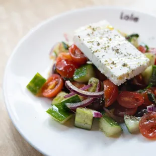 Greek salad with barrel aged feta at Lola in Downtown Seattle