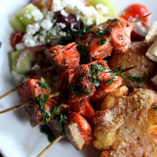 Salmon kebabs at Lola in Downtown Seattle