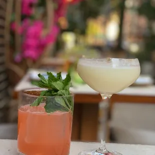 On the left and pink: Santorini spring On the right and white: Paris plunge