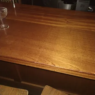 Liquid stained table maybe my photography didn't do it justice but it's there