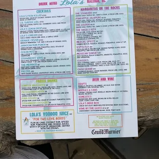 Menu as of Oct 2020