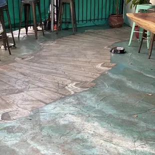 Super cute paint job on the floor! &quot;Boardwalk&quot; and the ocean.