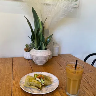 Lolas Breakfast Burrito and Lola's Cold Brew Iced Coffee