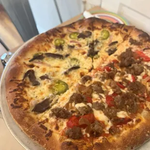 Steak and jalepeno and sausage and onion