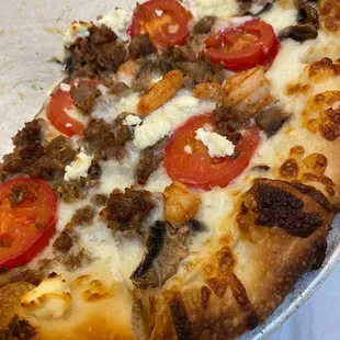 Spicy Shrimp &amp; Sausage pizza