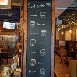 a chalk board with a menu on it