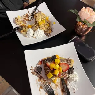 two plates of dessert