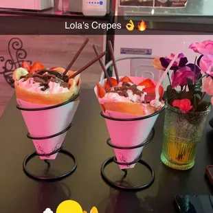 The &quot;Lolita Crepe&quot; and the strawberry banana Japanese crepe we ordered.