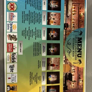 the menu of the restaurant