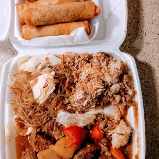 Caldereta, Adobo Rice, Pansit, Lumpia