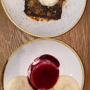 Bittersweet Chocolate brownie &amp; buttermilk panna cotta