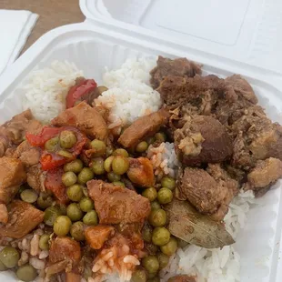 Pork guisantes and pork adobo combo